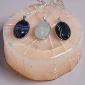 3 x Different stone Cabachon Navy and White Stripes, White, Black with White Stripes. each.