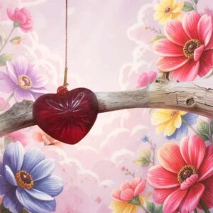 Small Heart With Leaves & A Crystal Heart