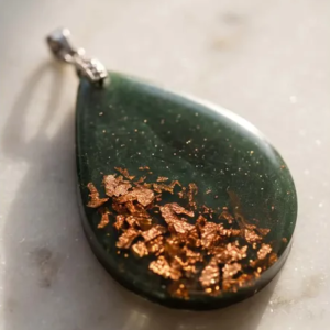 Stunning Dark Green and Rose Gold Pendant.